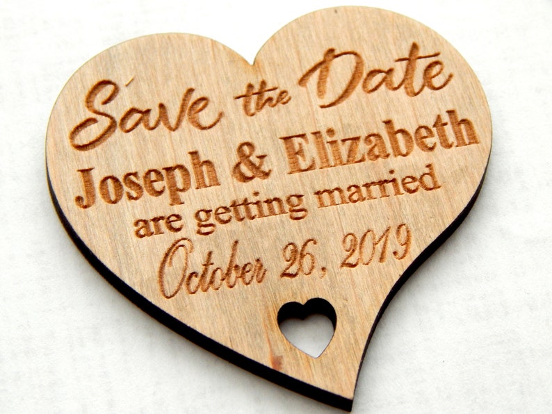 Personalised Invitation Wood Save the Date Magnets Rustic Wedding Save The Date Heart Save The Date Magnet Magnets with Cards