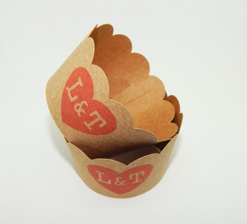 Custom Kraft Cupcake Wrappers Custom Brown Kraft Scalloped Etsy