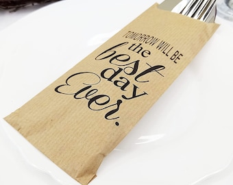 Rehearsal Dinner Silverware Bags: Kraft Utensil Holders, Pack of 50