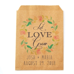 Set of 5 - 100 pcs. Let Love Grow Seed Packet Personalized Wedding Boho Wedding Seed Envelopes Seed Packet Favor Rustic Wedding  Favor