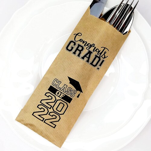 50 Pcs Graduation Silverware Bags Silverware Holder Graduate Etsy