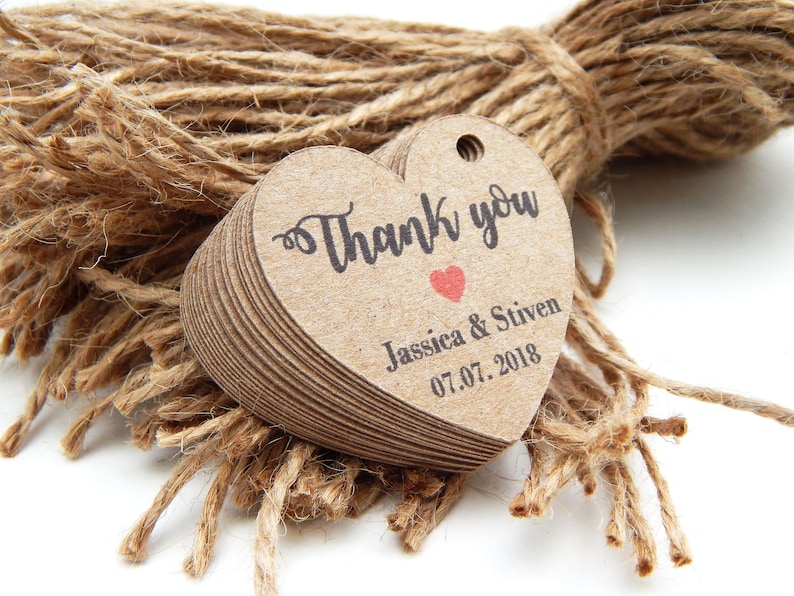 10 100 pcs. Custom Favor Tags, Wedding Favor Tag, Personalized Tag, Bridal Shower Tags, Thank You Tags, Gift Tag, Hang Tags, Party Favor image 2