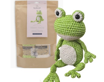 Vinny Frog Crochet Kit with yarn and pattern. Ideal gift for crochet lovers.