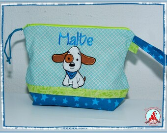 Toiletry bag with name and desired motif Unique toiletry bag Children's bag Wash bag Flower Cosmetic bag Bag Travel diaper bag