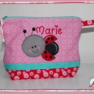 Kulturbeutel mit Name und Wunschmotiv Unikat Kulturtasche Kindertasche Waschtasche Blume Kosmetiktasche Tasche Reise Windeltasche