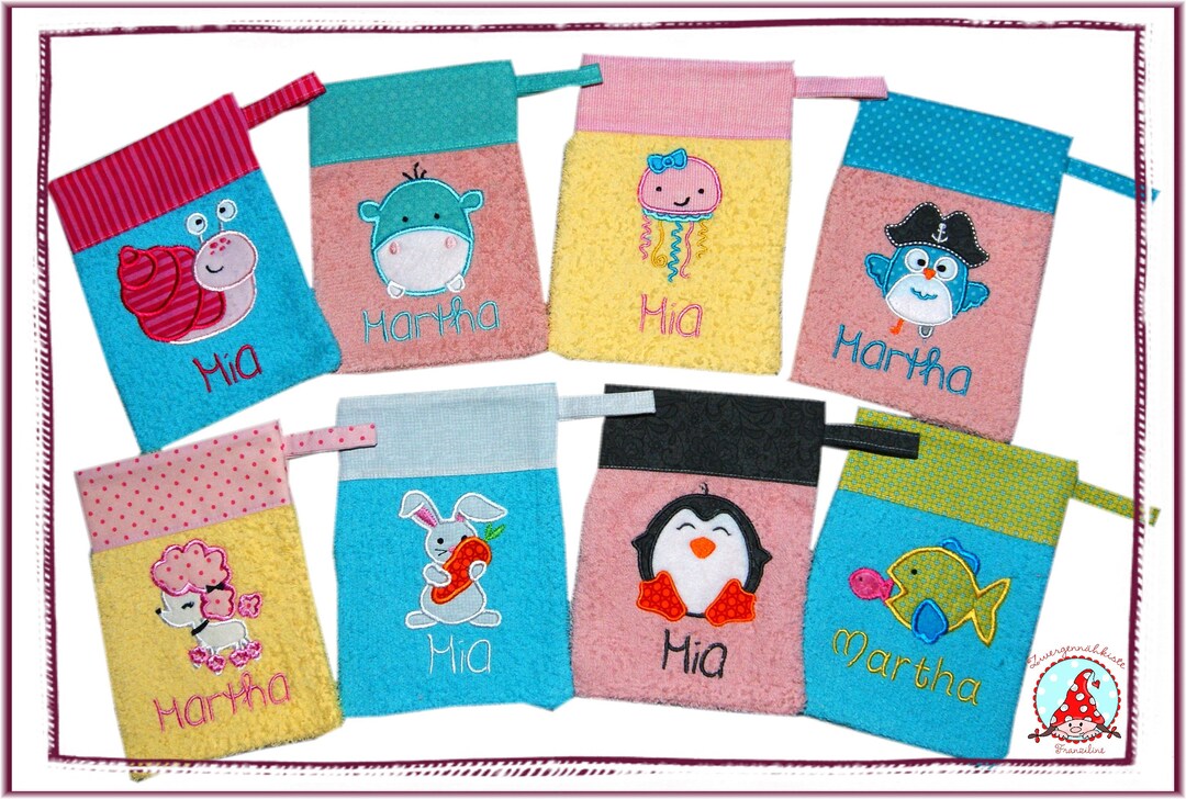 Washcloth With Name & Desired Motif Washing Glove Etsy