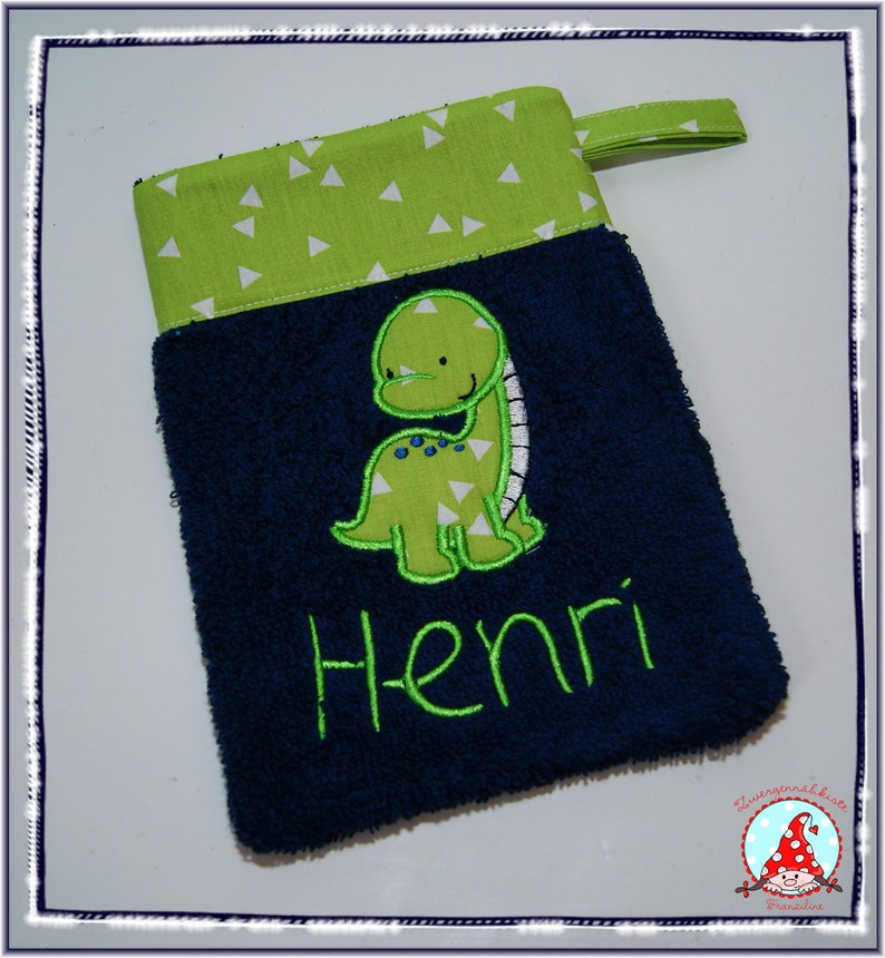 Washcloth with name & desired motif washing glove baby / child image 10