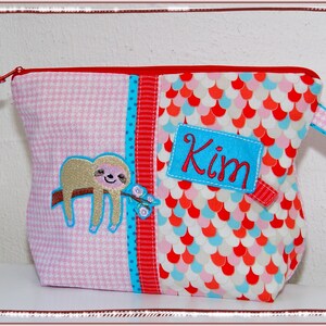 Toiletry bag with name and desired motif Unique toiletry bag Children's bag Wash bag Flower Cosmetic bag Bag Travel diaper bag image 5