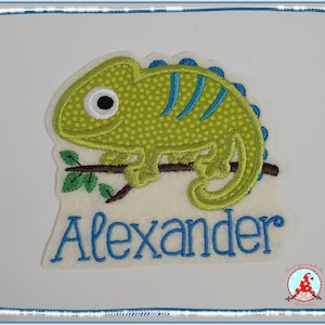 Patch chameleon with name application iron-on patches chameleons