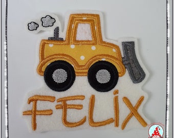 Patch Excavator with Clouds & Name Application Press Cloud Snow Excavator Slider Construction Vehicle