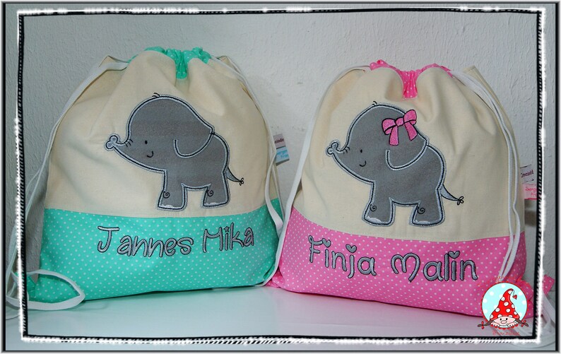 Gym bag Kindergarten bag also for twins with name Siblings Bag Bag Gym Backpack Children's cooking backpack Kita bag bag image 1