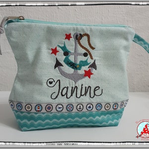Personalized children's toiletry bag with name - Personalized toiletry bag - Child's diaper bag - Gift for children with anchor design