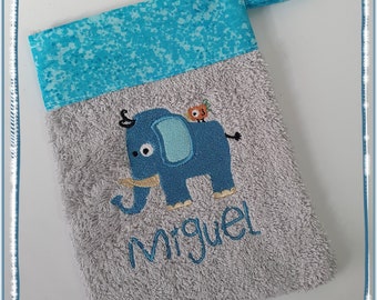 Washcloth with name & desired motif washing glove baby / child
