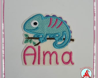 Patch chameleon with name application iron-on patches chameleons