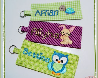 Keychain with Name & Motif for Big Small Trailer Luggage Tag Sports Bag School Bag