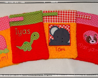 Washcloth with name & desired motif washing glove