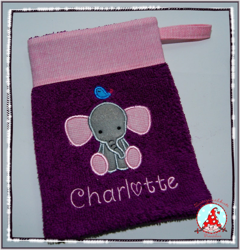 Washcloth with name & desired motif washing glove image 2