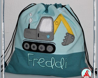 Turnbeutel mit Name & Motiv Gymback Kindergarten Beutel Tasche Rucksack Wäschebeutel Kindergartenrucksack Stoffbeutel