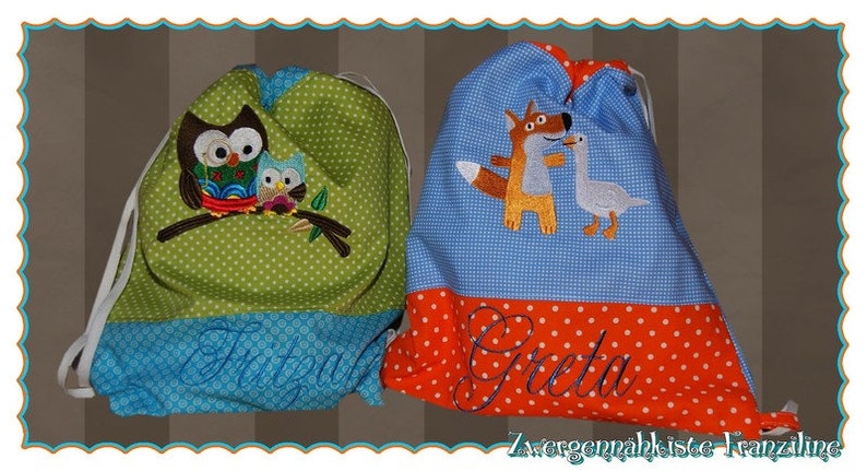 Gym bag Kindergarten bag also for twins with name Siblings Bag Bag Gym Backpack Children's cooking backpack Kita bag bag image 8