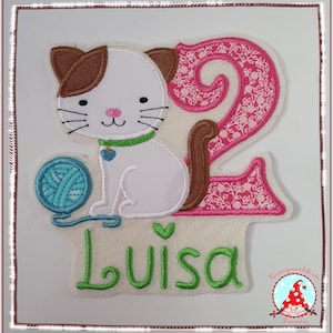 Patch Cat with Name & Number Application Brush Patch Birthday Number Kitten