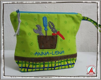 Kulturbeutel mit Name und Wunschmotiv Unikat Kulturtasche Kindertasche Waschtasche Blume Kosmetiktasche Tasche Reise Windeltasche