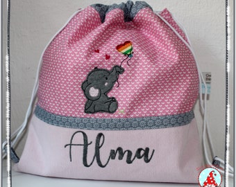 Turnbeutel mit Name & Motiv Gymback Kindergarten Beutel Tasche Rucksack Wäschebeutel Kindergartenrucksack Stoffbeutel