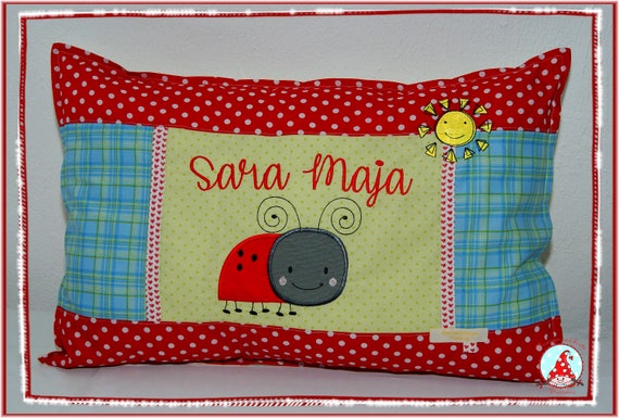 Patch Kissenbezug 40x60 mit Namen & Motiv Kuschelkissen Patchkissen Namenskissen Lieblingskissen Geburtskissen Patchwork Kissen
