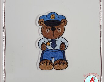 Patch Teddy as Policeman Application Bumper Bear Patch Loch Bear Police