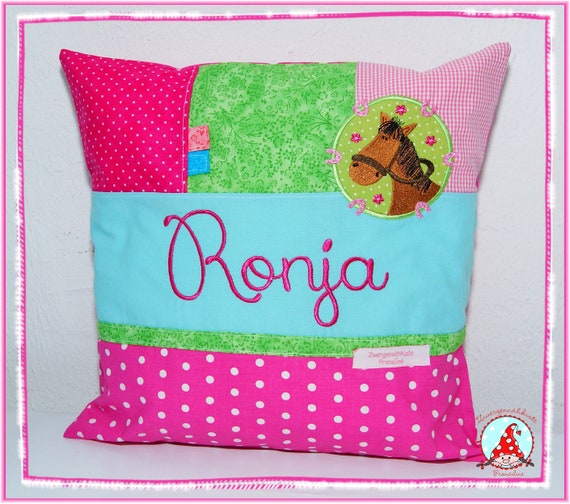 Namenskissen Personalisiert / Kissen mit Name für Baby & Kind / Patchwork Kissen Geschenk zur Geburt