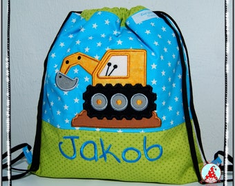 Turnbeutel mit Name & Motiv Gymback Kindergarten Beutel Tasche Rucksack Wäschebeutel Kindergartenrucksack Stoffbeutel