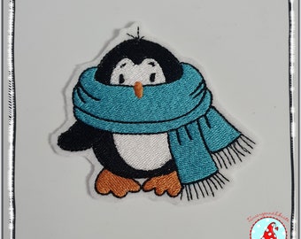 Aufnäher Pinguin Applikation Aufbügler Pingu mit Schal Flicken