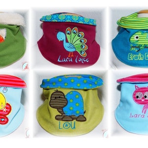 Baby and children neck sock with name & motif loop round scarf image 2