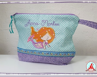 Kulturbeutel mit Name und Wunschmotiv Unikat Kulturtasche Kindertasche Waschtasche Blume Kosmetiktasche Tasche Reise Windeltasche