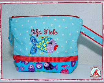 Toiletry bag with name and desired motif Unique toiletry bag Children's bag Wash bag Flower Cosmetic bag Bag Travel diaper bag