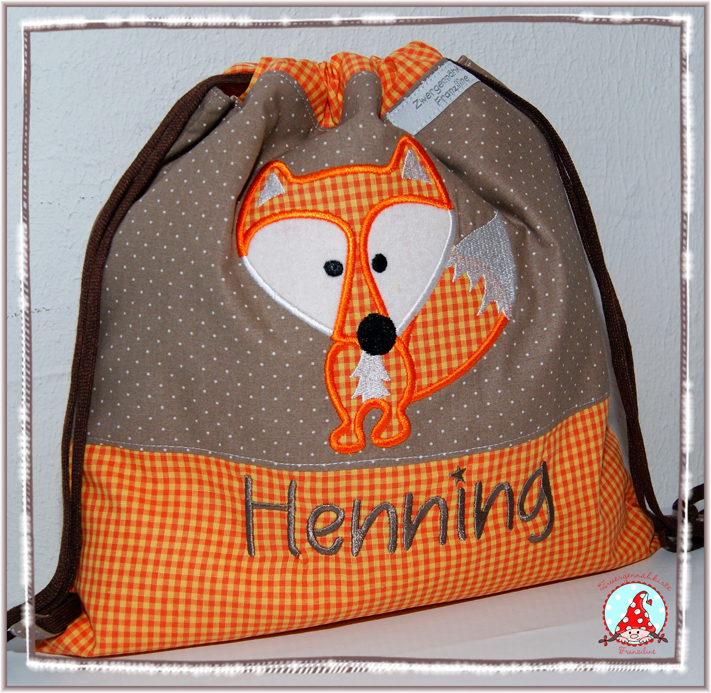 Kiwistar Halber Domo Kun Turnbeutel – Baumwolle, 37x46 Cm, 12 Liter, Mit Ziehgurt | Lustiger Sportbeutel