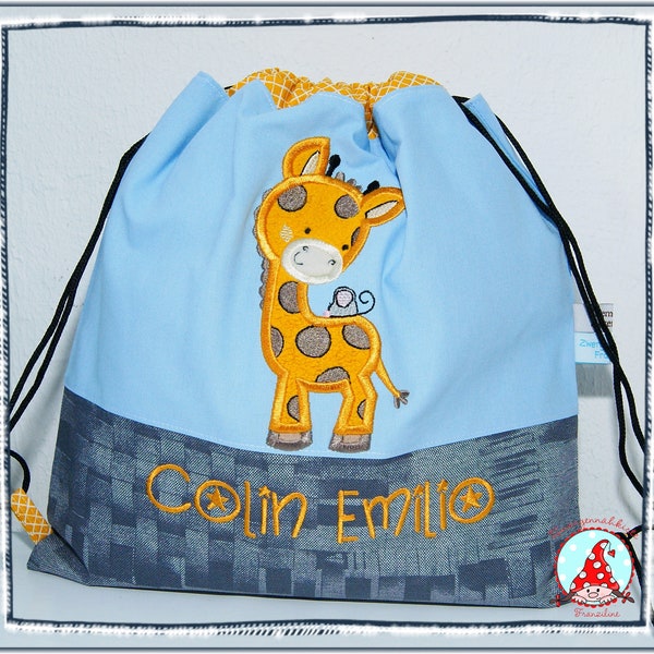 Turnbeutel mit Name & Motiv Gymback Kindergarten Beutel Tasche Rucksack Wäschebeutel Kindergartenrucksack