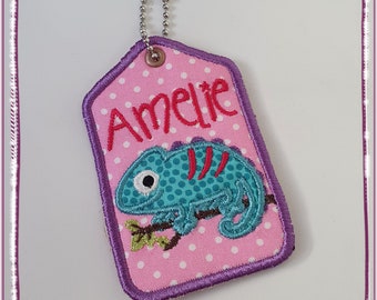 Pendant with name, name pendant, sugar bag with name pendant, chameleon