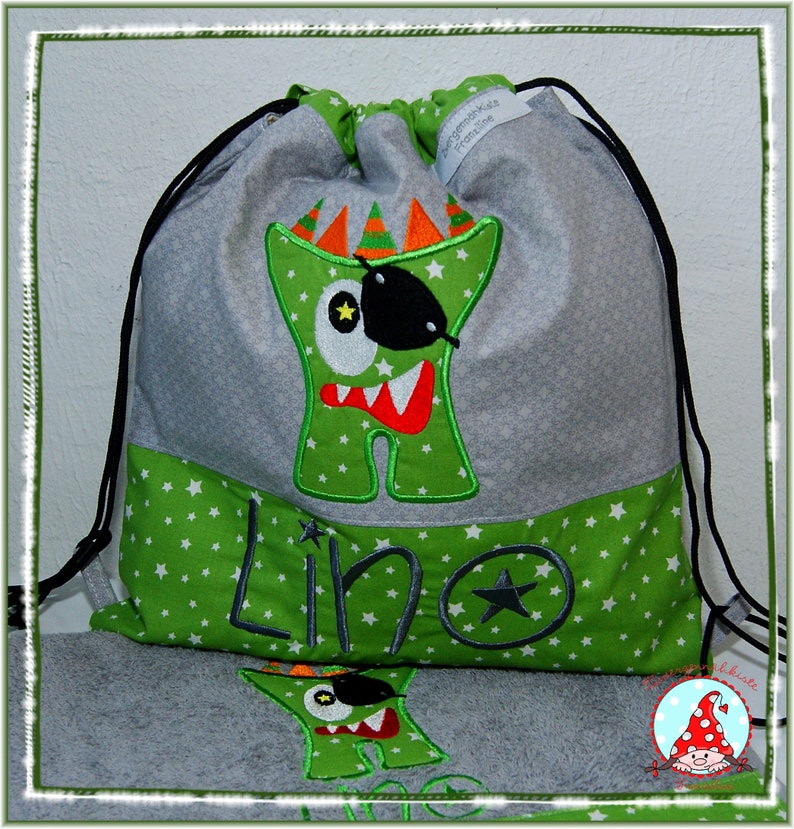 Gym bag Kindergarten bag also for twins with name Siblings Bag Bag Gym Backpack Children's cooking backpack Kita bag bag image 3