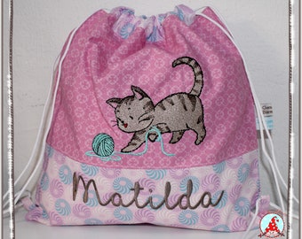 Turnbeutel mit Name & Motiv Gymback Kindergarten Beutel Tasche Rucksack Wäschebeutel Kindergartenrucksack Stoffbeutel