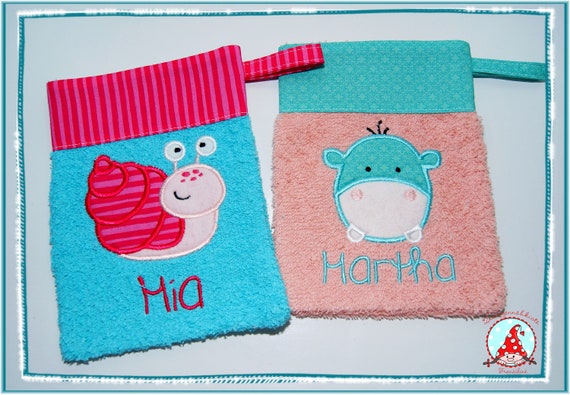 Personalisiertes Einhorn Waschhandschuh Für Baby & Kinder - Bestickt Mit Namen