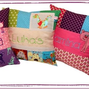 Namenskissen Kissenhülle 35x35 Patch Kissen mit Namen Kuschelkissen Lieblingskissen Sofakissen Geburtskissen