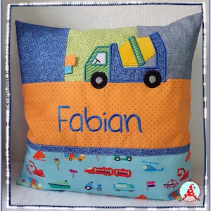 Kuschelkissen mit Namen & Motiv + Inlett 40x40  Patch Kissen Sofakissen Namenskissen Geburtskissen Lieblingskissen