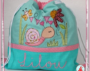 Turnbeutel mit Name & Motiv Gymback Kindergarten Beutel Tasche Rucksack Wäschebeutel Kindergartenrucksack Stoffbeutel