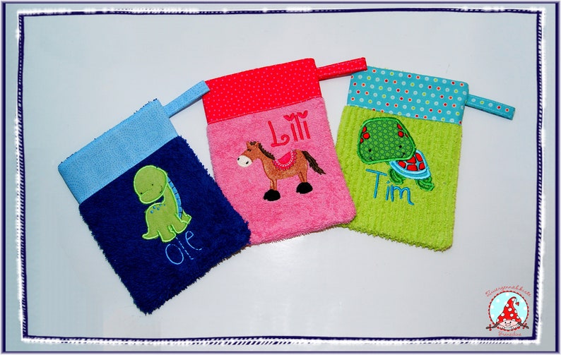 Washcloth with name & desired motif washing glove image 9