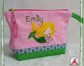 Toiletry bag with name and desired motif, unique toiletry bag, children's bag, wash bag, flower cosmetic bag, travel diaper bag