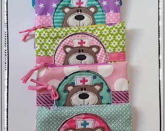 First aid kit, small plaster bag, bear, unique mini toiletry bag, children's bag, travel pharmacy, mini toiletry bag