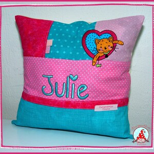 Patch Kissenhülle 35x35cm mit Namen & Motiv ohne Inlett Kuschelkissen Schmusekissen Kissen Lieblingskissen