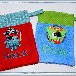 Washcloth with name & desired motif washing glove baby / child image 5