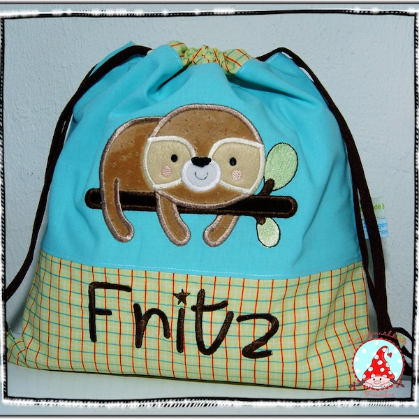 Turnbeutel mit Name & Motiv Gymback Kindergarten Beutel Tasche Rucksack Wäschebeutel Kindergartenrucksack Stoffbeutel Schlafbeutel