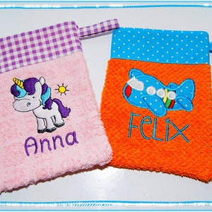 Washcloth with name & desired motif washing glove image 8